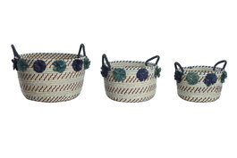 DKD Home Decor Cesta Mediterraneo Multicolor Set de 3, 46 x 44 x 34 cm
