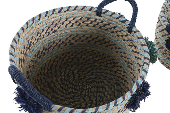 DKD Home Decor Cesta Mediterraneo Multicolor Set de 3, 46 x 44 x 34 cm