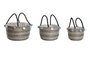 DKD Home Decor Set de 3 Cestas de Seagrass y Poliéster con Pompones Multicolor