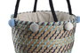 DKD Home Decor Cesta Mediterraneo Multicolor Set de 3 Piezas 43 x 43 x 43 cm Seagrass Poliester Pompones Hecho a mano