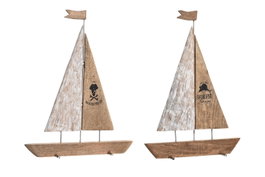 DKD Home Decor Decoración Velero en Mango Marrón (Surtido de 2)