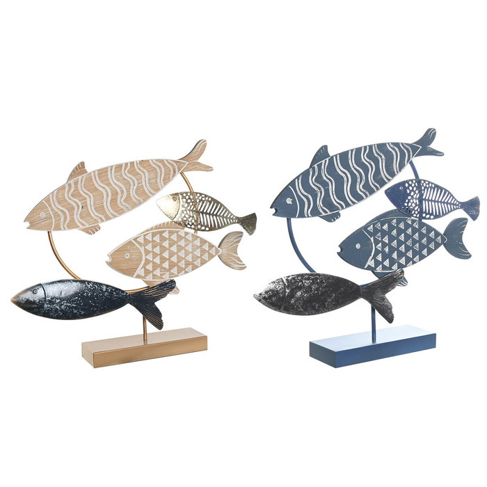 Figura Decorativa DKD Home Decor 53 x 9 x 45 cm Natural Azul Dorado Espirales Mediterráneo (2 Unidades) Figura Decorativa DKD Home Decor 53 x 9 x 45 cm Natural Azul Dorado Espirales Mediterráneo (2 Unidades)