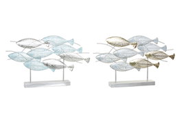 DKD Home Decor Decoración de Metal de Peces, 65,4x9x39,5 cm, 2 Piezas Surtidas