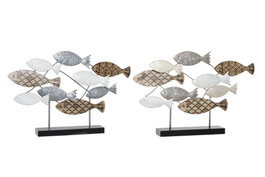 DKD Home Decor Decoración de Metal con Motivos de Peces, Surtido de 2 Piezas