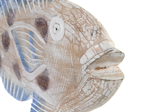 DKD Home Decor Figura de Pez en Albasia Natural y Azul DKD Home Decor Figura de Pez en Albasia Natural y Azul