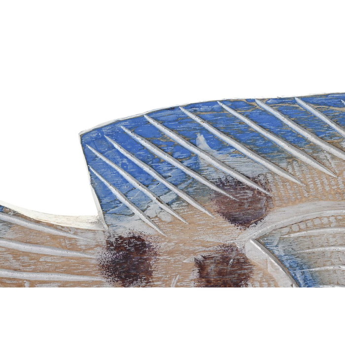 DKD Home Decor Figura de Pez en Albasia Natural y Azul DKD Home Decor Figura de Pez en Albasia Natural y Azul