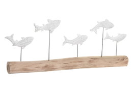 DKD Home Decor Figura de Mango y Resina con Diseño de Peces y Acabado Desgastado