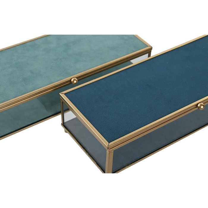 DKD Home Decor Joyero de Cristal y Metal 25x10x5 cm (Surtido de 2 unidades) DKD Home Decor Joyero de Cristal y Metal 25x10x5 cm (Surtido de 2 unidades)