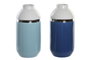 DKD Home Decor Jarrón Atlántico Azul Marino/Celeste Gres 12.5 x 25 x 12.5 cm (2 Unidades)