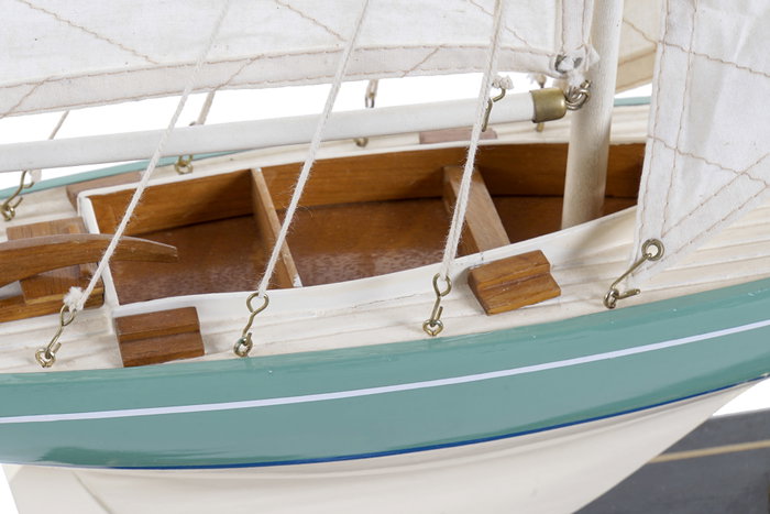 DKD Home Decor Barco de Madera Maciza Verde Menta