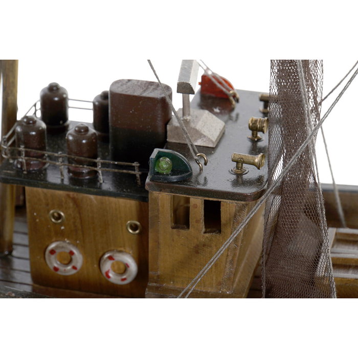 DKD Home Decor Barco de Madera Verde y Marrón Oscuro