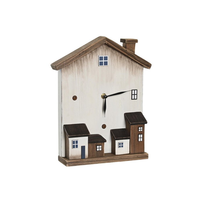DKD Home Decor Reloj de Sobremesa Paulownia Casas Blanco 26x7x31 cm DKD Home Decor Reloj de Sobremesa Paulownia Casas Blanco 26x7x31 cm