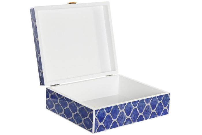 DKD Home Decor Joyero Set de 2 de Madera con Mosaico Azul