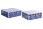 DKD Home Decor Joyero Set de 2 de Madera con Mosaico Azul