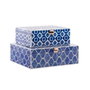 DKD Home Decor Joyero Set de 2 de Madera con Mosaico Azul