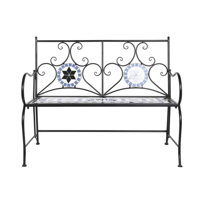 Banco DKD Home Decor Cerámica Mosaico Negro Metal Multicolor (111 x 54 x 88 cm)