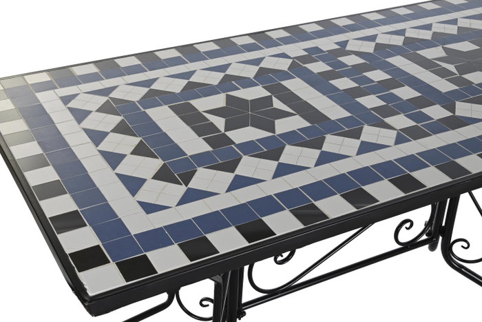Banco DKD Home Decor Cerámica Mosaico Negro Metal Multicolor (111 x 54 x 88 cm)