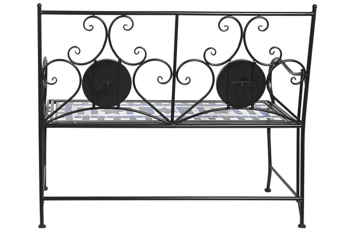 Banco DKD Home Decor Cerámica Mosaico Negro Metal Multicolor (111 x 54 x 88 cm)