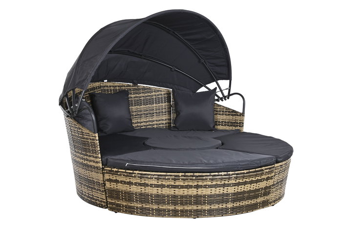 Cama Chill Out Terraza Y Jardin DKD Home Decor Gris Oscuro Marron 175 x 145 x 175 cm