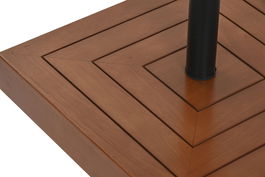 DKD Home Decor Base Parasol Terraza y Jardín Negro y Natural Eucalipto Granito Metal Ruedas Desmontable 48 x 39 x 48 cm