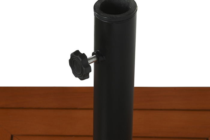 DKD Home Decor Base Parasol Terraza y Jardín Negro y Natural Eucalipto Granito Metal Ruedas Desmontable 48 x 39 x 48 cm