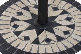 DKD Home Decor Base Parasol Terraza y Jardín Negro Blanco Gres Inox 50 x 50 x 32.5 cm