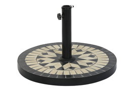 DKD Home Decor Base Parasol Terraza y Jardín Negro Blanco Gres Inox 50 x 50 x 32.5 cm