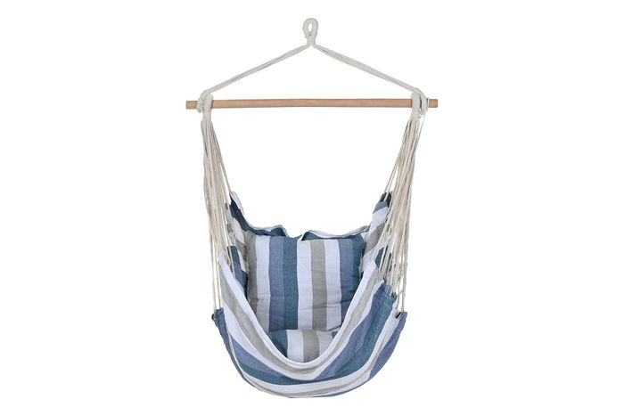 DKD Home Decor Silla Colgante para Terraza y Jardín Azul y Blanco 60 x 135 x 100 cm