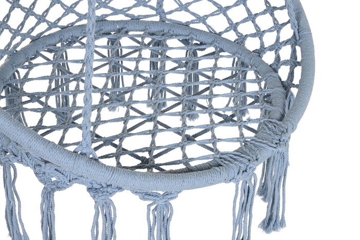 DKD Home Decor Silla Colgante de Algodón y Acero Azul Celeste