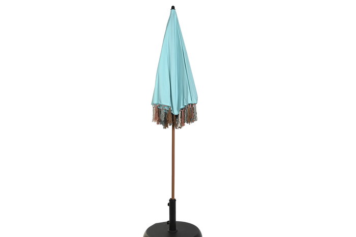 DKD Home Decor Parasol Terraza y Jardín Azul Celeste 180 x 190 x 180 cm con Flecos