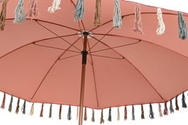 DKD Home Decor Parasol para Terraza y Jardín Coral 180x180x190 cm con Flecos Desmontable
