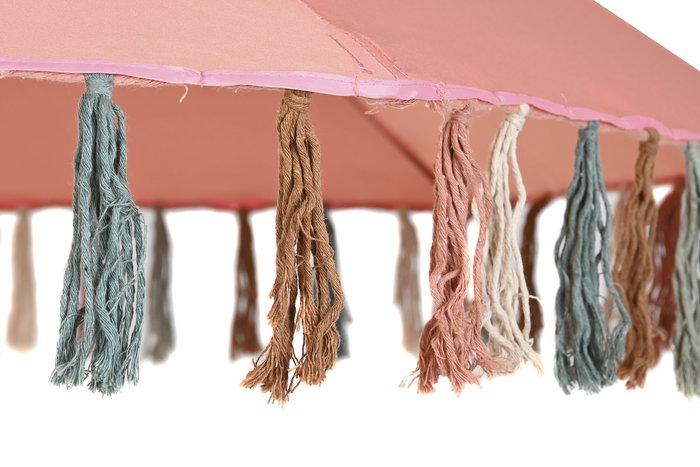 DKD Home Decor Parasol para Terraza y Jardín Coral 180x180x190 cm con Flecos Desmontable