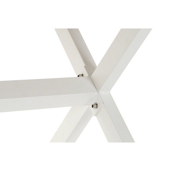 DKD Home Decor Mesa de Comedor para Terraza y Jardín, Aluminio y Resina, Desmontable, Blanco/Natural, 90 x 75 x 200 cm