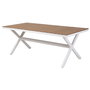 DKD Home Decor Mesa de Comedor para Terraza y Jardín, Aluminio y Resina, Desmontable, Blanco/Natural, 90 x 75 x 200 cm