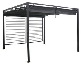DKD Home Decor Pérgola de Acero y Poliéster 300x300x230 cm Gris
