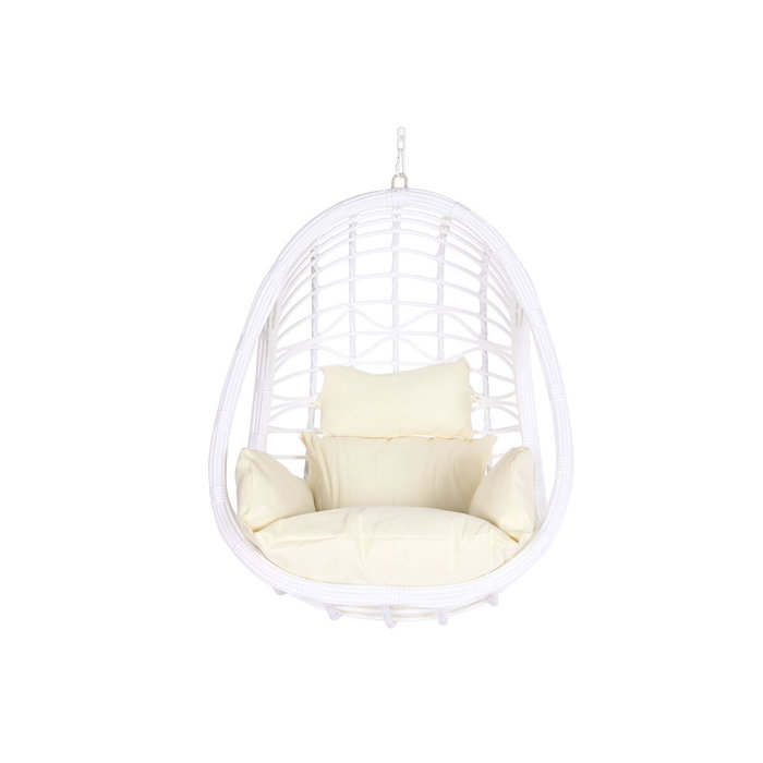 DKD Home Decor Sillón Colgante de Ratán Sintético Blanco y Crudo con Cojines DKD Home Decor Sillón Colgante de Ratán Sintético Blanco y Crudo con Cojines