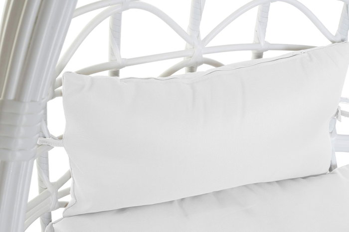 DKD Home Decor Sillón Colgante de Ratán Sintético Blanco y Crudo con Cojines