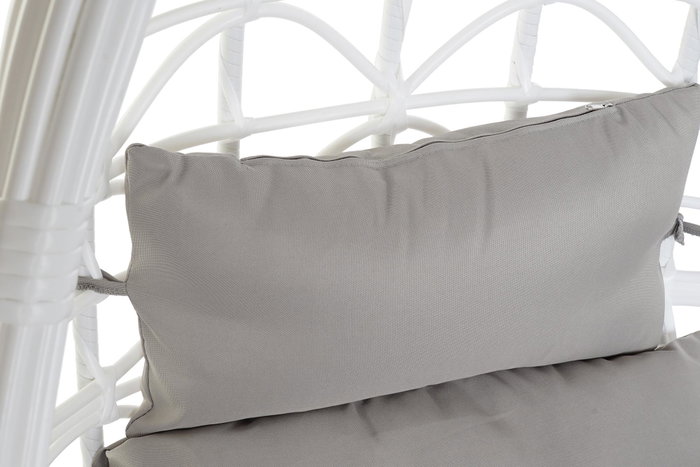 DKD Home Decor Sillón Colgante de Ratán Sintético Blanco y Crudo con Cojines