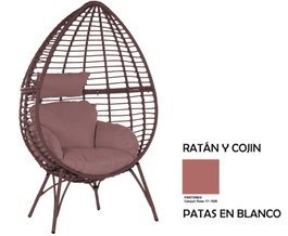 DKD Home Decor Sillón Terraza Y Jardín Terracota Blanco 65 x 151 x 90 cm