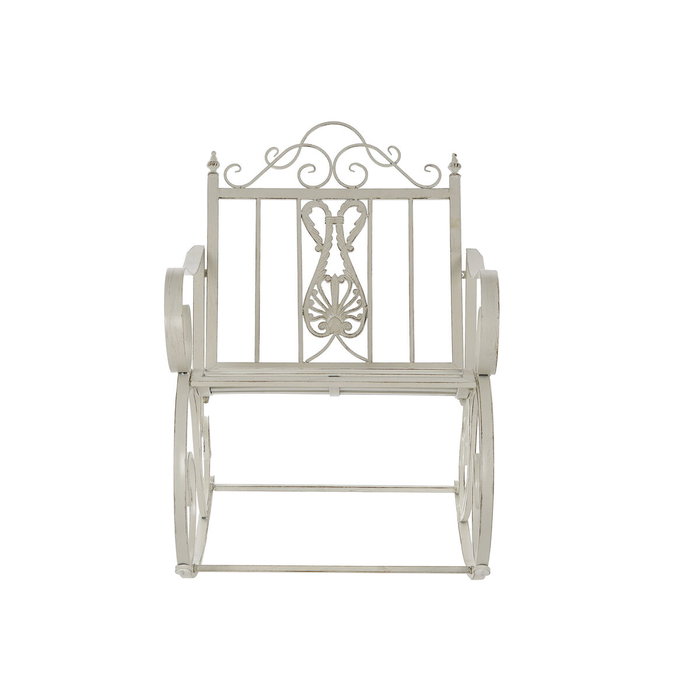 DKD Home Decor Mecedora para Terraza y Jardín, Blanco, Dimensiones 89 x 92 x 63 cm, Material Metal, Desmontable
