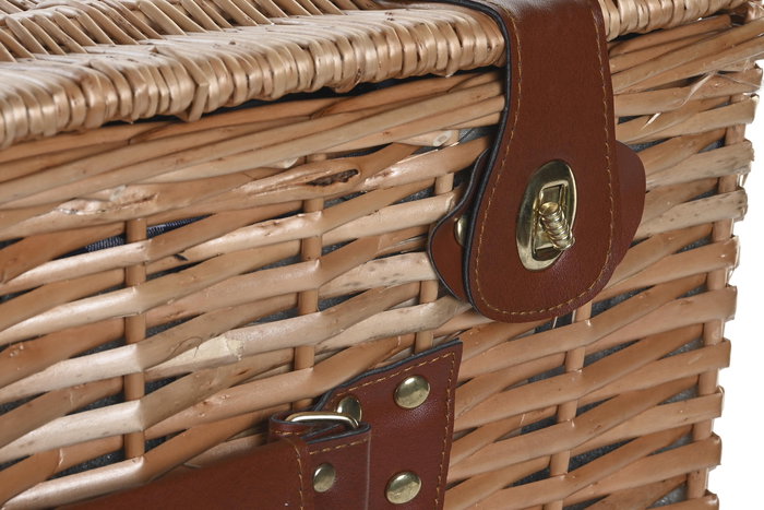 Cesta Picnic DKD Home Decor Natural Azul 32 x 22 x 48 cm Set de 15