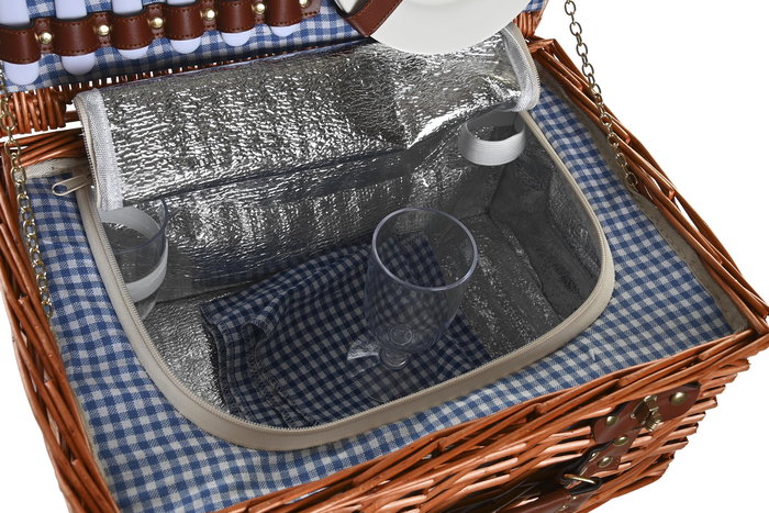 Cesta Picnic DKD Home Decor Natural Azul 28 x 20 x 40 cm Set de 10