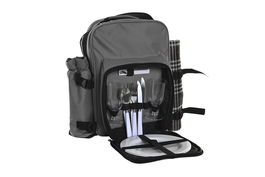 DKD Home Decor Mochila Gris Oscuro Set de 9 Piezas 20 x 39 x 28.5 cm Poliester para Picnic