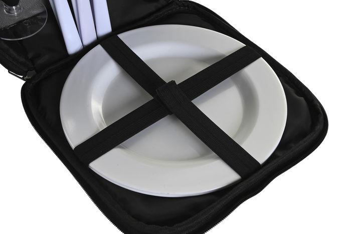 DKD Home Decor Mochila Gris Oscuro Set de 9 Piezas 20 x 39 x 28.5 cm Poliester para Picnic