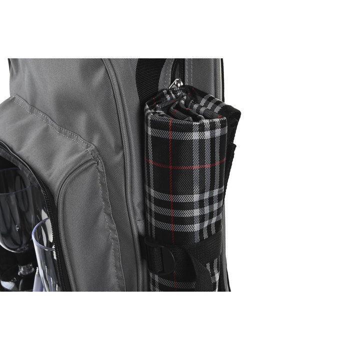 DKD Home Decor Set de Picnic de 9 Piezas en Poliéster Gris Oscuro