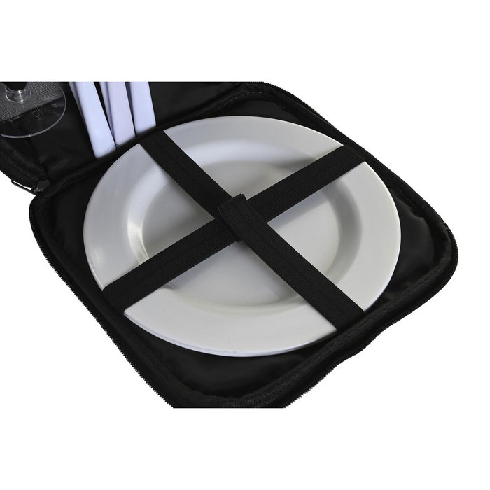 DKD Home Decor Set de Picnic de 9 Piezas en Poliéster Gris Oscuro