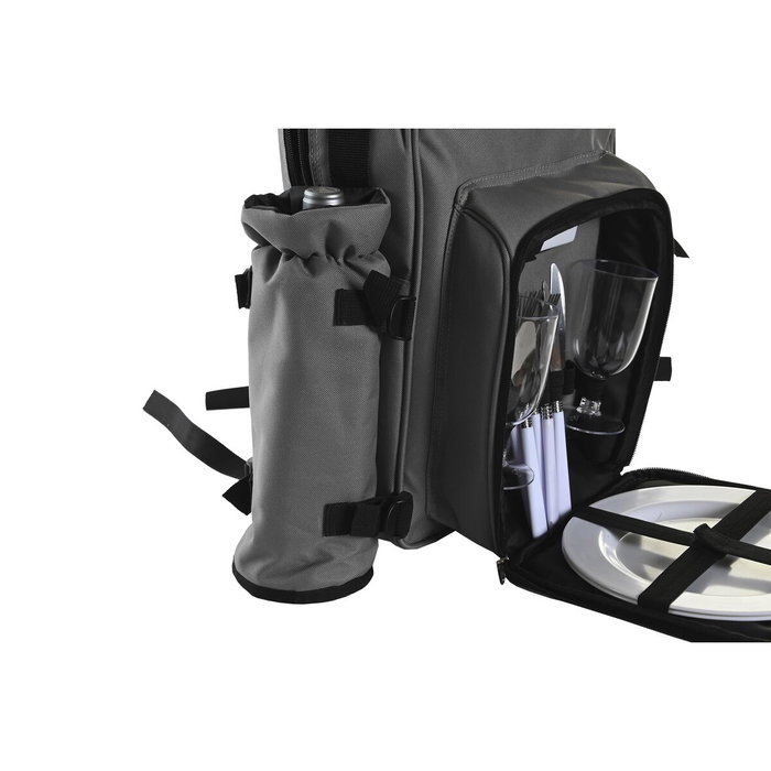 DKD Home Decor Set de Picnic de 9 Piezas en Poliéster Gris Oscuro