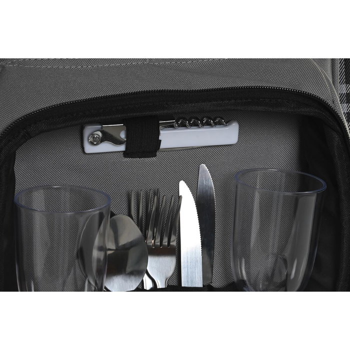 DKD Home Decor Set de Picnic de 9 Piezas en Poliéster Gris Oscuro