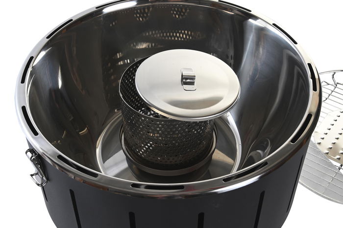 DKD Home Decor Barbacoa Negro Plateado Acero y PVC 34.5 x 25 x 34.5 cm