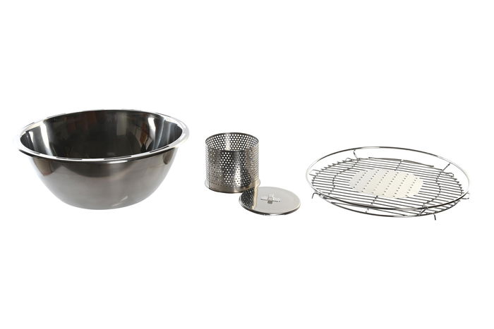 DKD Home Decor Barbacoa Negro Plateado Acero y PVC 34.5 x 25 x 34.5 cm